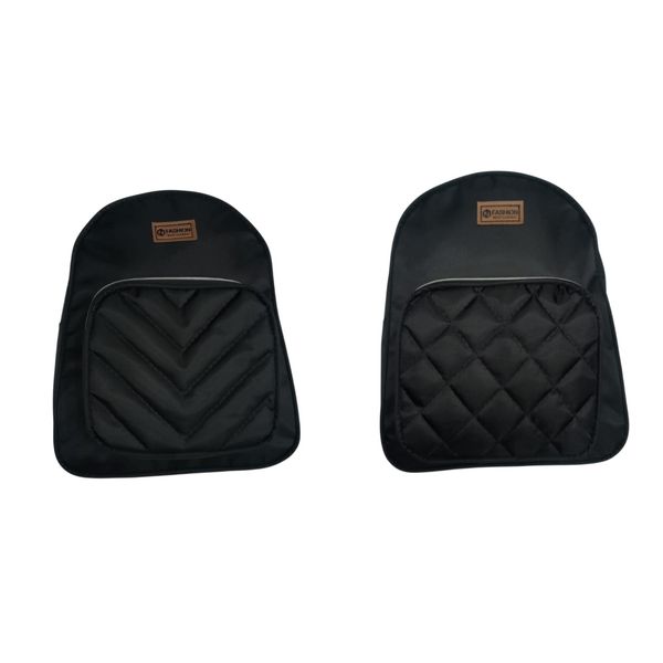 Mochila urbana negra con bolsillo frontal acolchado matelassé