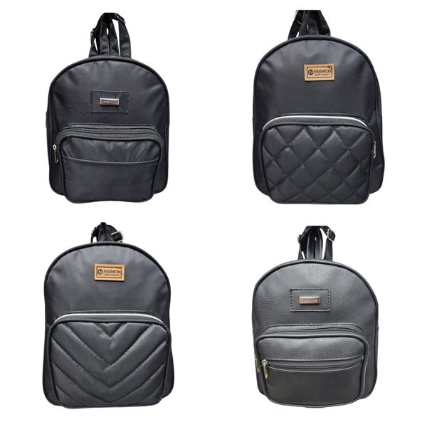 Mochilas urbanas negras para mujer con cierres y bolsillos frontales