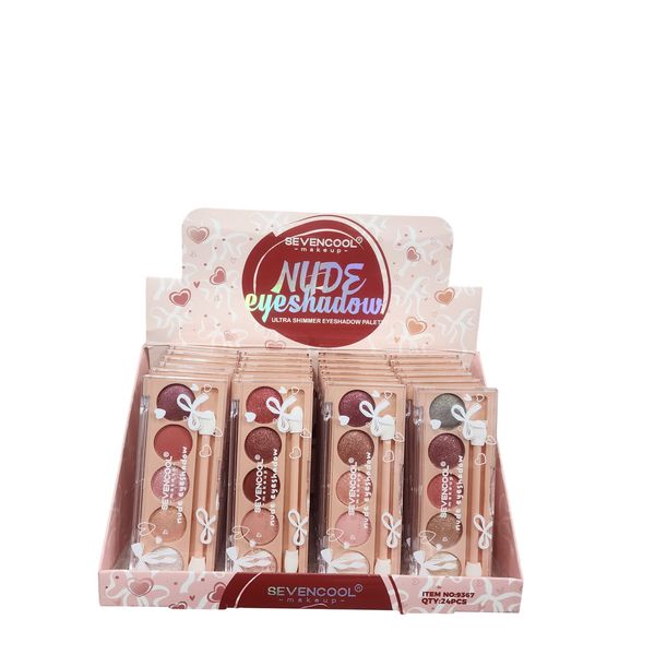 Exhibidor con paletas de sombras para ojos Sevencool Nude Eyeshadow de tonos rosados y marrones