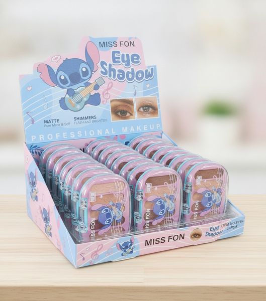 Caja exhibidora con paletas de sombras de ojos Miss Fon diseño Stitch