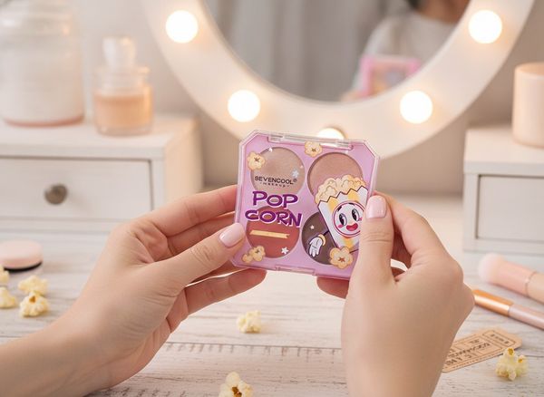 Caja exhibidora con paletas de maquillaje 3 en 1 Sevencool Popcorn