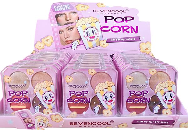 Caja exhibidora con paletas de maquillaje 3 en 1 Sevencool Popcorn