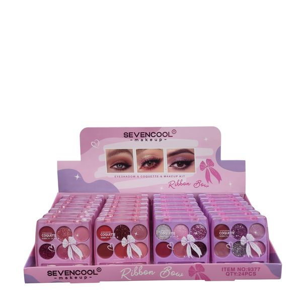 Exhibidor de 24 paletas de sombras de ojos Coquette Ribbon Bow marca Sevencool