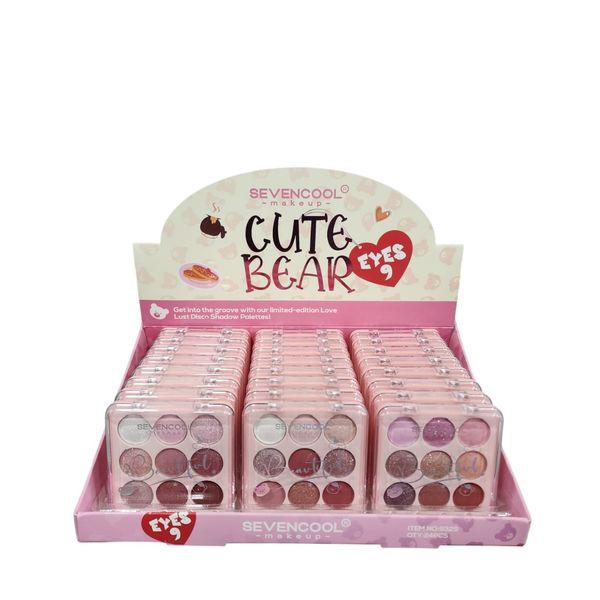Exhibidor con paletas de sombras de ojos Sevencool Cute Bear de 9 tonos