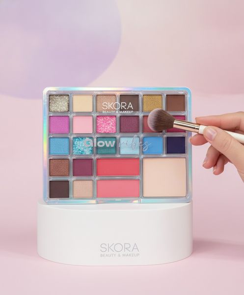 Exhibidor de paletas de sombras para ojos y maquillaje Skora Glow Vibes