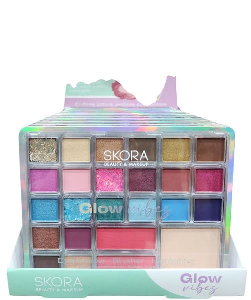 Exhibidor de paletas de sombras para ojos y maquillaje Skora Glow Vibes