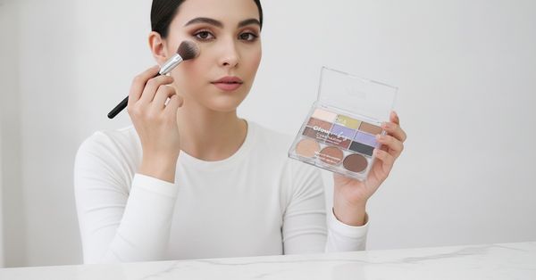 Exhibidor con paletas de sombras para ojos Skora Glow Vibes en tonos variados.