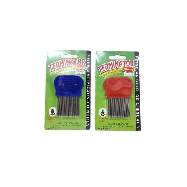 Peines antipiojos de acero inoxidable Terminator en blister individual