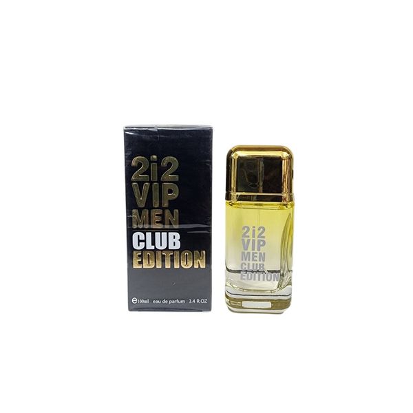 Frasco de perfume para hombre 2i2 VIP Men Club Edition junto a su caja negra y dorada