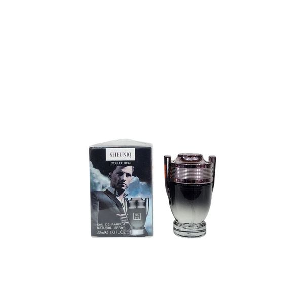 Perfume masculino Sheuniq Collection de 30 ml junto a su caja de presentación