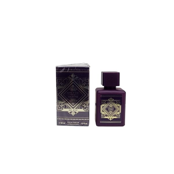 Frasco y caja de perfume Onlyou Collection No. 8137 de color morado con detalles dorados