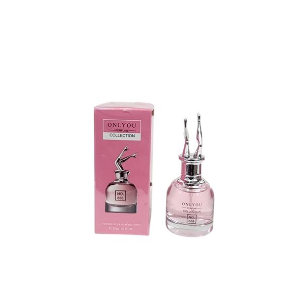 Frasco y caja de perfume rosa Onlyou Collection No. 888 de 30 ml