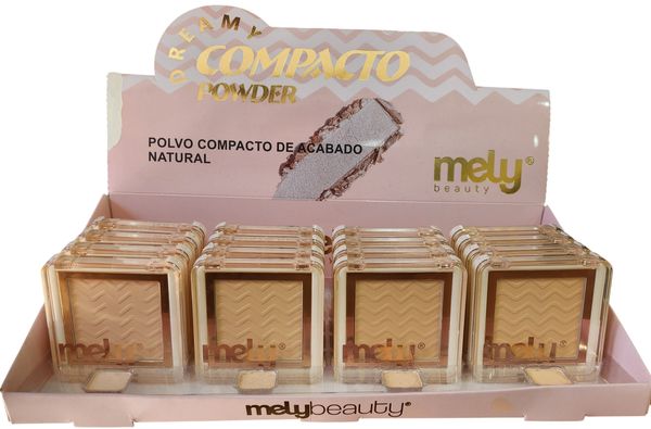 Caja exhibidora de polvo compacto de acabado natural Mely Beauty