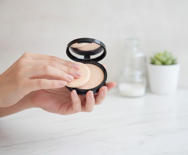 Caja exhibidora con polvos compactos faciales minerales HD Silk Sliding marca Fflonnor