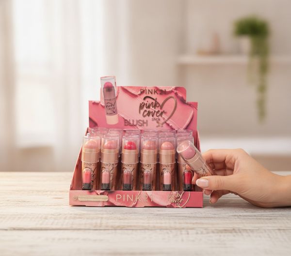 Exhibidor de rubor en barra Pink 21 Pink Cover Stick en varios tonos