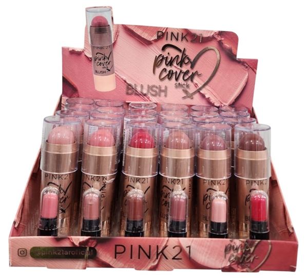 Exhibidor de rubor en barra Pink 21 Pink Cover Stick en varios tonos