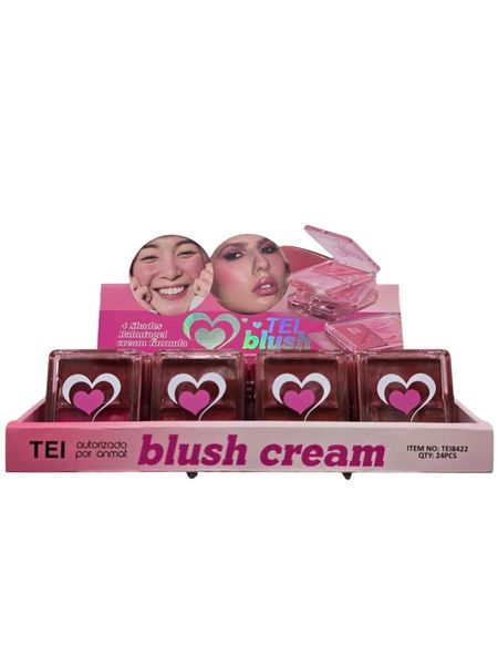 Caja exhibidora de rubor en crema marca TEI
