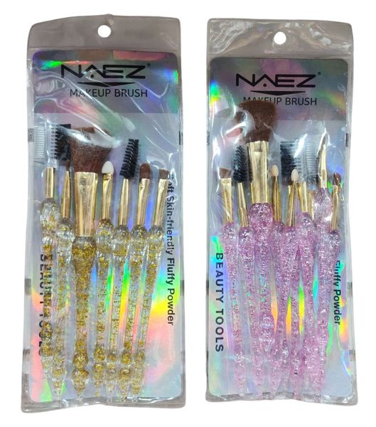 Set de brochas y aplicadores de maquillaje con mango acrílico transparente con glitter