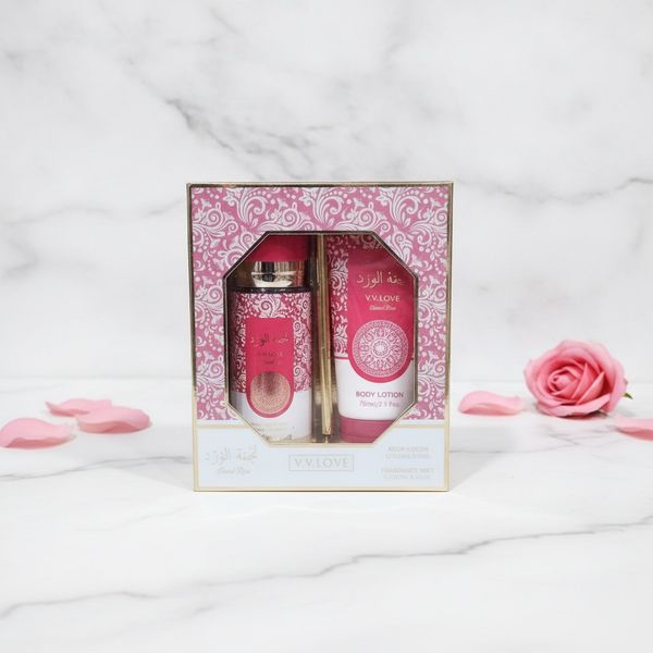 Set de regalo V.V. LOVE Eternal Rose con fragancia corporal y loción en caja decorada