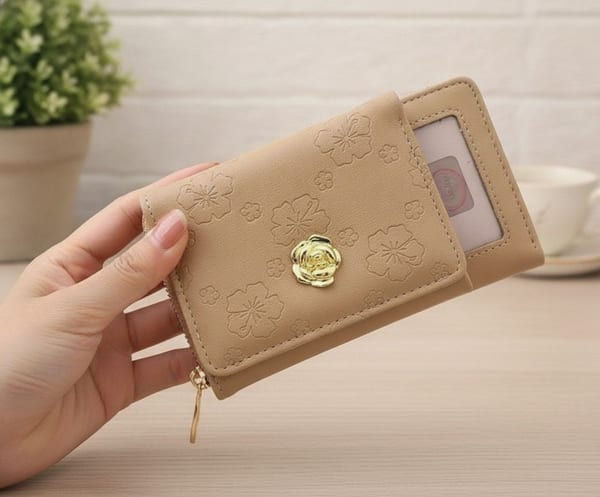 Billetera Compacta Grabado Flores
