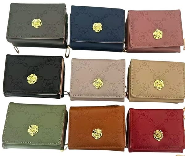 Billetera Compacta Grabado Flores
