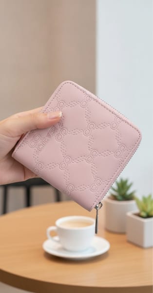 Billetera Corta Texturizada Rosa