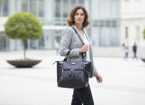 Dos carteras de hombro con frente matelassé y bolsillo con cierre, una negra y otra combinación rojo y beige.