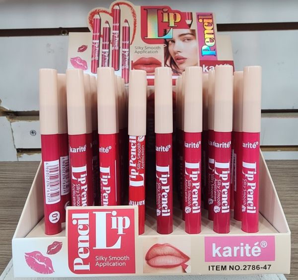 Caja exhibidora de lápices delineadores para labios marca Karité