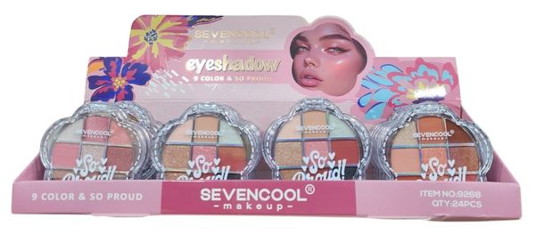 Exhibidor de 24 paletas de sombras para ojos Sevencool de 9 colores
