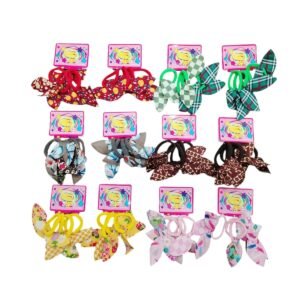 PACK x12 Tarjetas Colitas con Moño Orejitas de Conejo Animal Print Leopardo – 36 Unidades – Elástico Suave