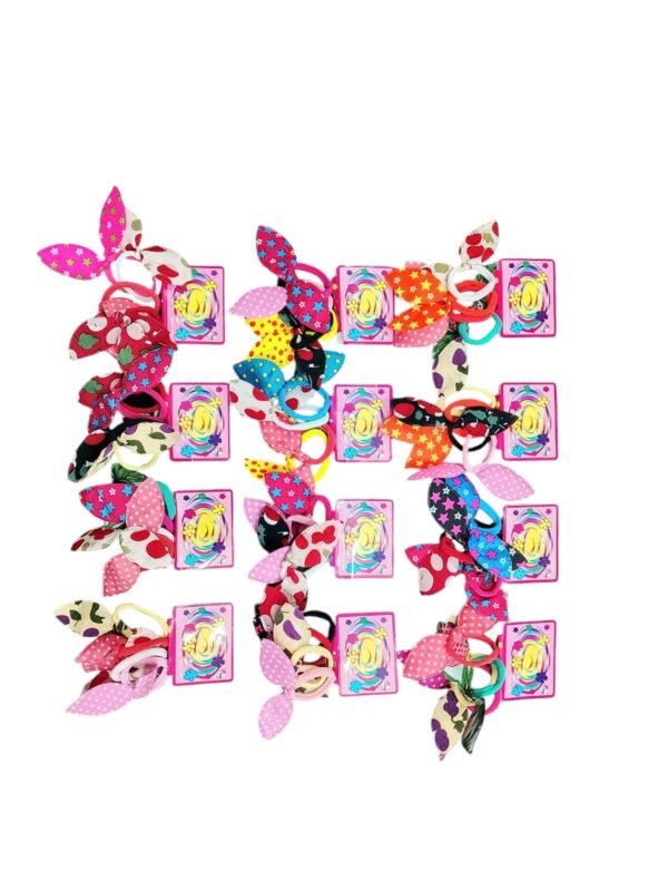 PACK x12 Tarjetas Colitas con Moño Orejitas de Conejo Animal Print Leopardo – 36 Unidades – Elástico Suave