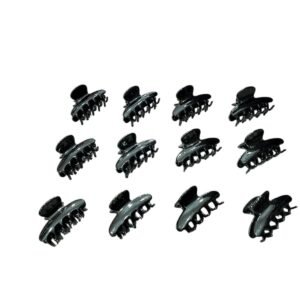 PACK x12 Mini Pinzas Garra Negras Clásicas – Tamaño Small Profesional – Agarre Firme