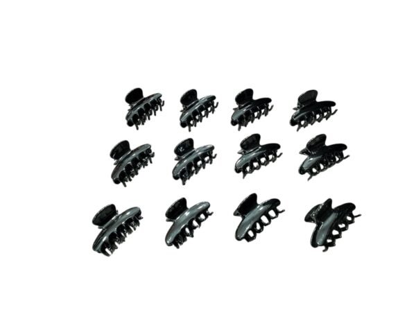 PACK x12 Mini Pinzas Garra Negras Clásicas – Tamaño Small Profesional – Agarre Firme