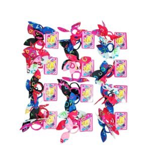 PACK x12 Tarjetas Colitas con Moño Orejitas de Conejo Animal Print Leopardo – 36 Unidades – Elástico Suave